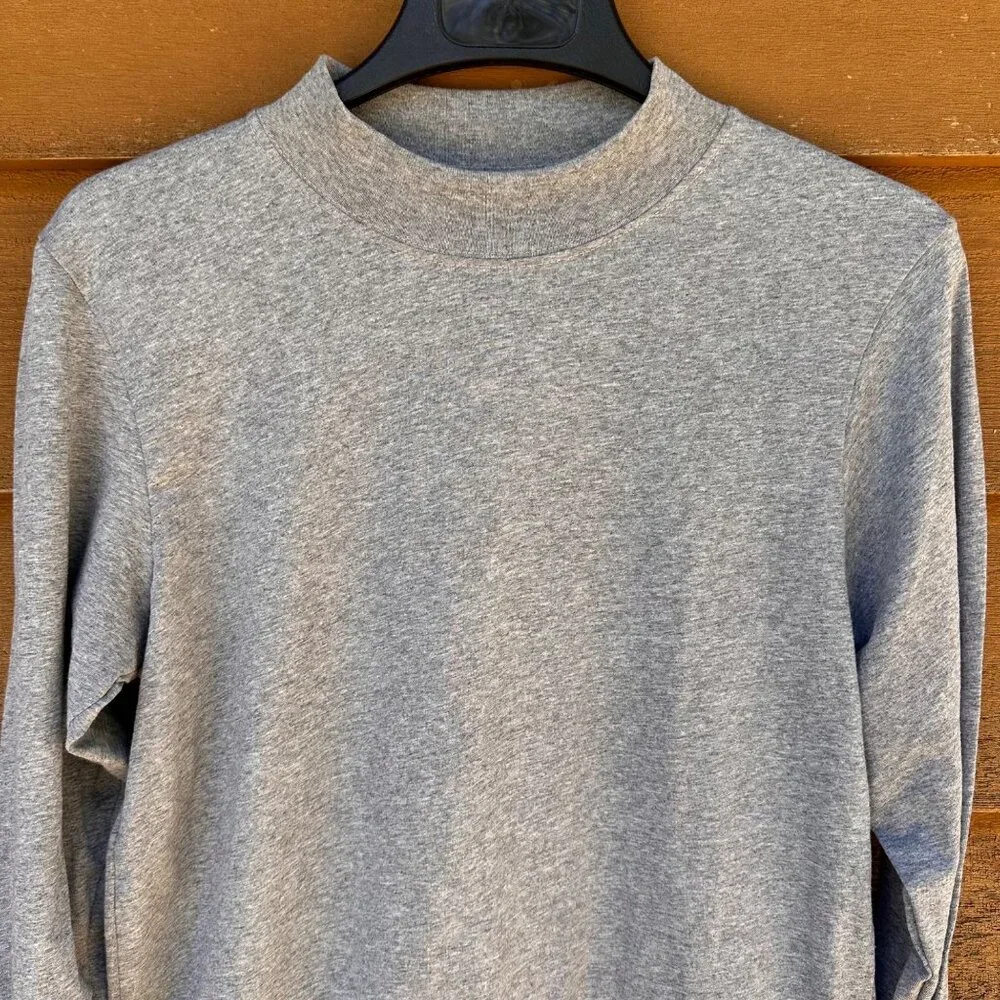 Russell Athletic Mens Medium Gray Long Sleeve Mock Neck Shirt 52% Cotton 48% Pol - Picture 2 of 9